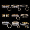 14k White Gold Moissanite Ring Set Marquise Shape and 2mm Moissanite Eternity Band Ring