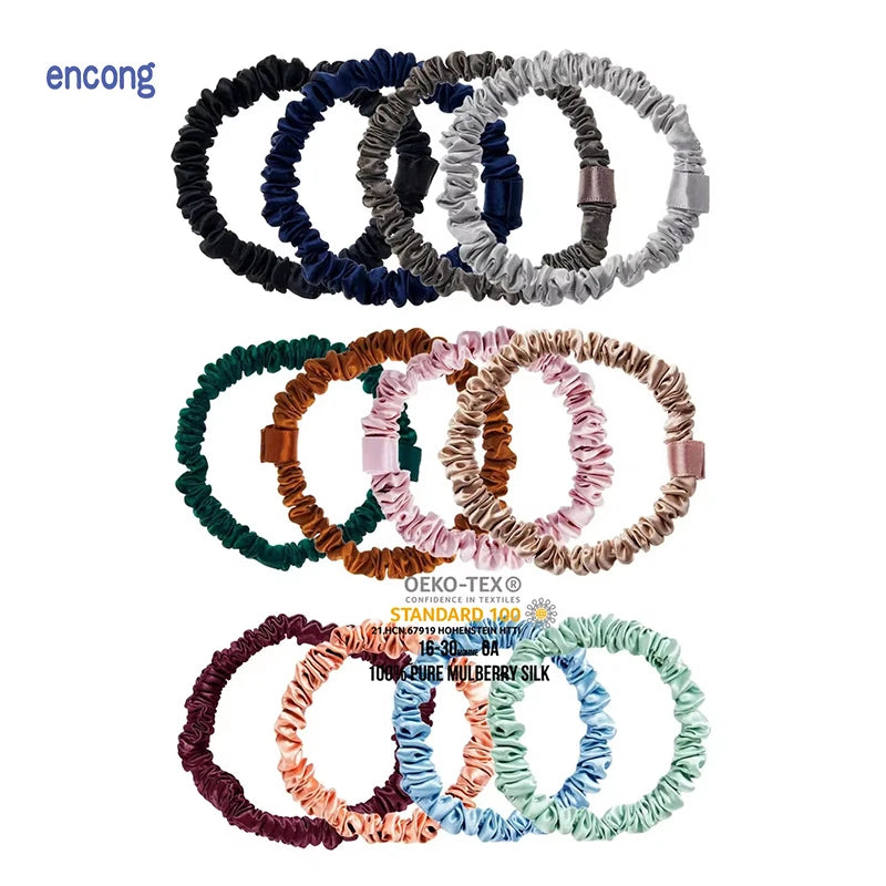 Small 19mm 1cm 2cm Scrunchies Set Hair Bow Ties Ropes Bands Skinny Scrunchy Elastic Ponytail Holders for Women Girls