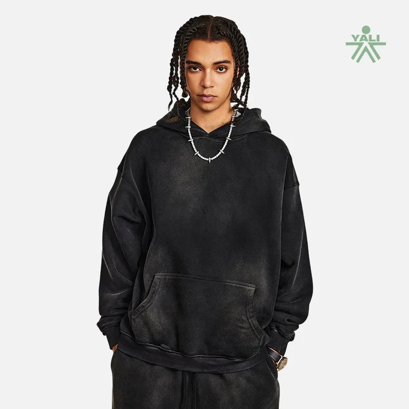 Custom Logo 400gsm Heavyweight Hoodie 100% Cotton Fleece Luxury Blank Oversized Streetwear Sweatshirt