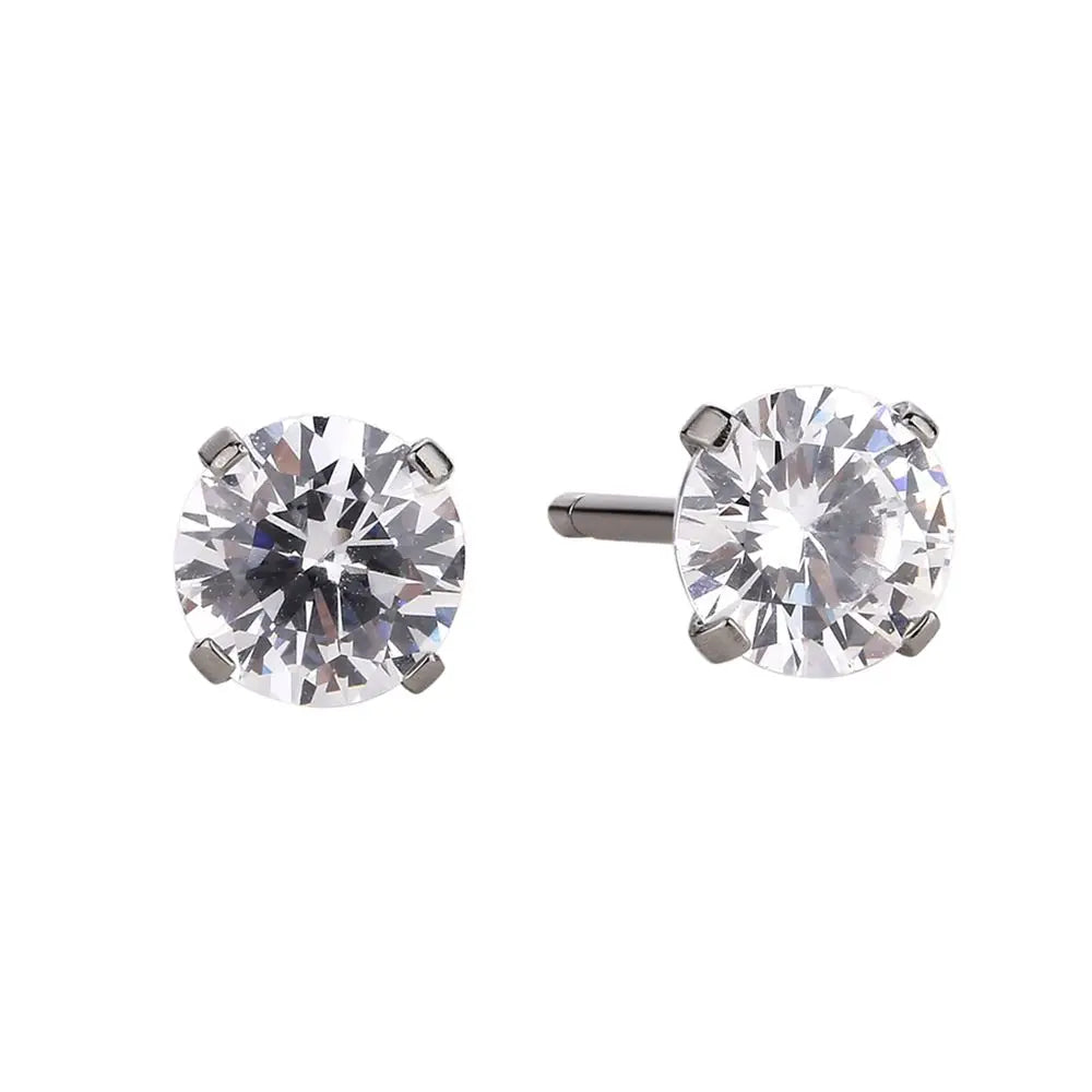 Wholesale Round Clear Stainless Steel Cubic Zirconia Post Earrings Studs 3mm-8mm CZ Diamond Zirconia Earrings Cubic Jewelry 2020