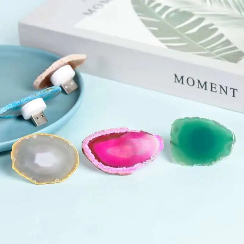 Wholesale Colorful Agate Slice Crystal Night Light Healing Stones Crystal Lamp Crystal Crafts for Home Decor