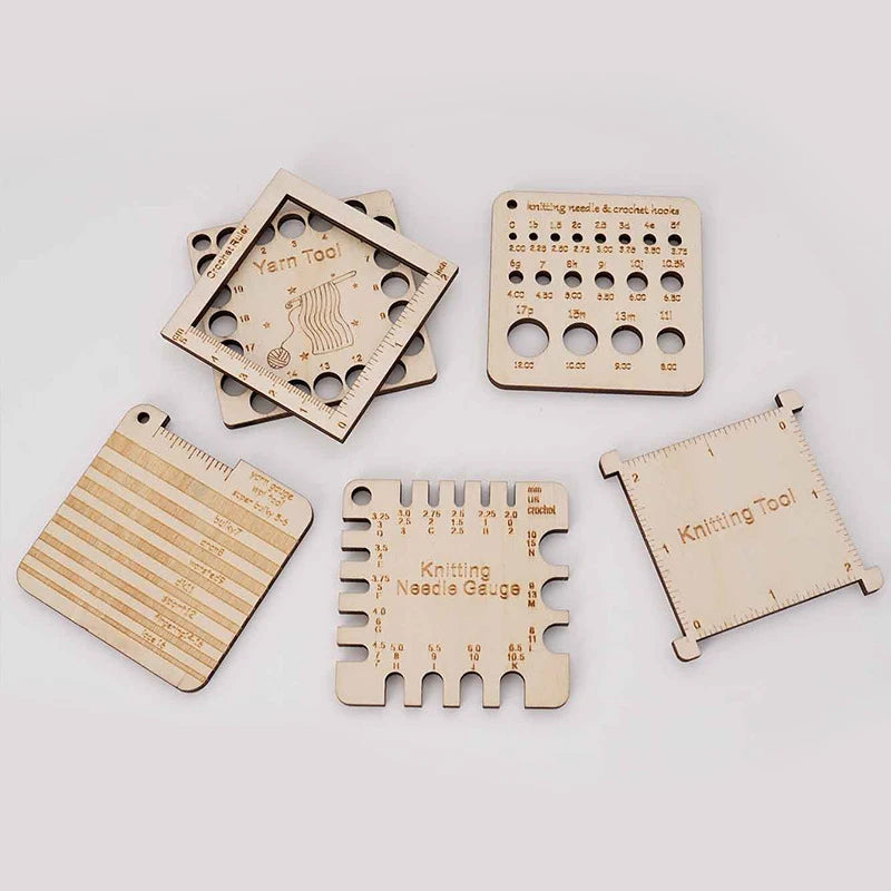 Tailai Hot Selling Wooden Knitting Ruler and Sewing Ruler Needle Gauge Yarn Measuring Tool for Wood Crafts Wooden Wall Signs