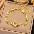 SL026 Fashion Stainless Steel Bracelet Layered Sun Zircon Butterfly Heart Women Cuban Chain Bracelet Jewelry for Pendant Chain