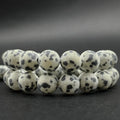 Natural Matte Frosted Dalmation Jasper Round Loose Beads Beading Jewelry Making DIY Fashion Crafting Arts 15.5"
