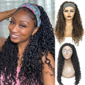 24 Inch for Ombre Brown Synthetic Hair Wig Curly Faux Locs Braids Dark Brown Braided Headband Wigs Black Long Wig Head Band