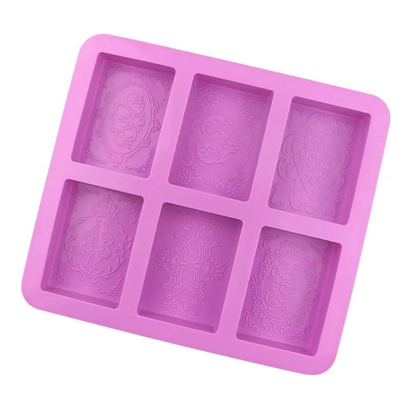 Baroque Pattern Silicone Molds for Soap 6 Different Flowers Cavity Silicon Soap Mold Handmade DIY Cake Tools