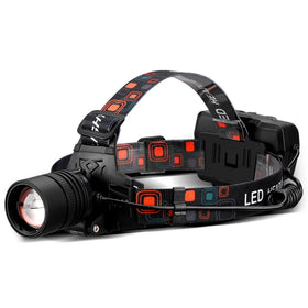 Waterproof LED Headlamp Flashlight Lumen Ultra-light Bright LED Rechargeable Headlight 90 Degrees Telescopic Zoom Headlamp