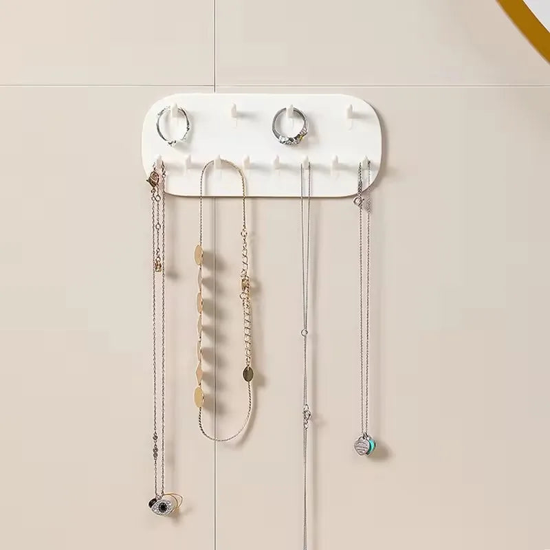 Wall Hanging Jewelry Storage Hooks Organizer Wall Mount Earring Ring Necklace Storage Organizer Rack for Kitchen Bathroom