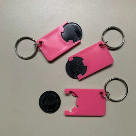Wholesale Custom Your Logo Eco-friendly Plastic Shopping Trolley Keychain Reusable Durable Coin Token Holder Supermarkets Use
