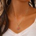 Popular Fashion Vintage Women's Red Sun Pendant Necklace Stainless Steel Necklace for Women