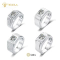 Astwo Moissanite Hip Hop Ring 925 Sterling Silver Prong Setting 2ct Wedding Band Moissanite Ring Men