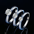 Classic Solitaire Rings White Gold Plated Prong Setting Tarnish Free 925 Sterling Silver Moissanite Promise Rings for Women
