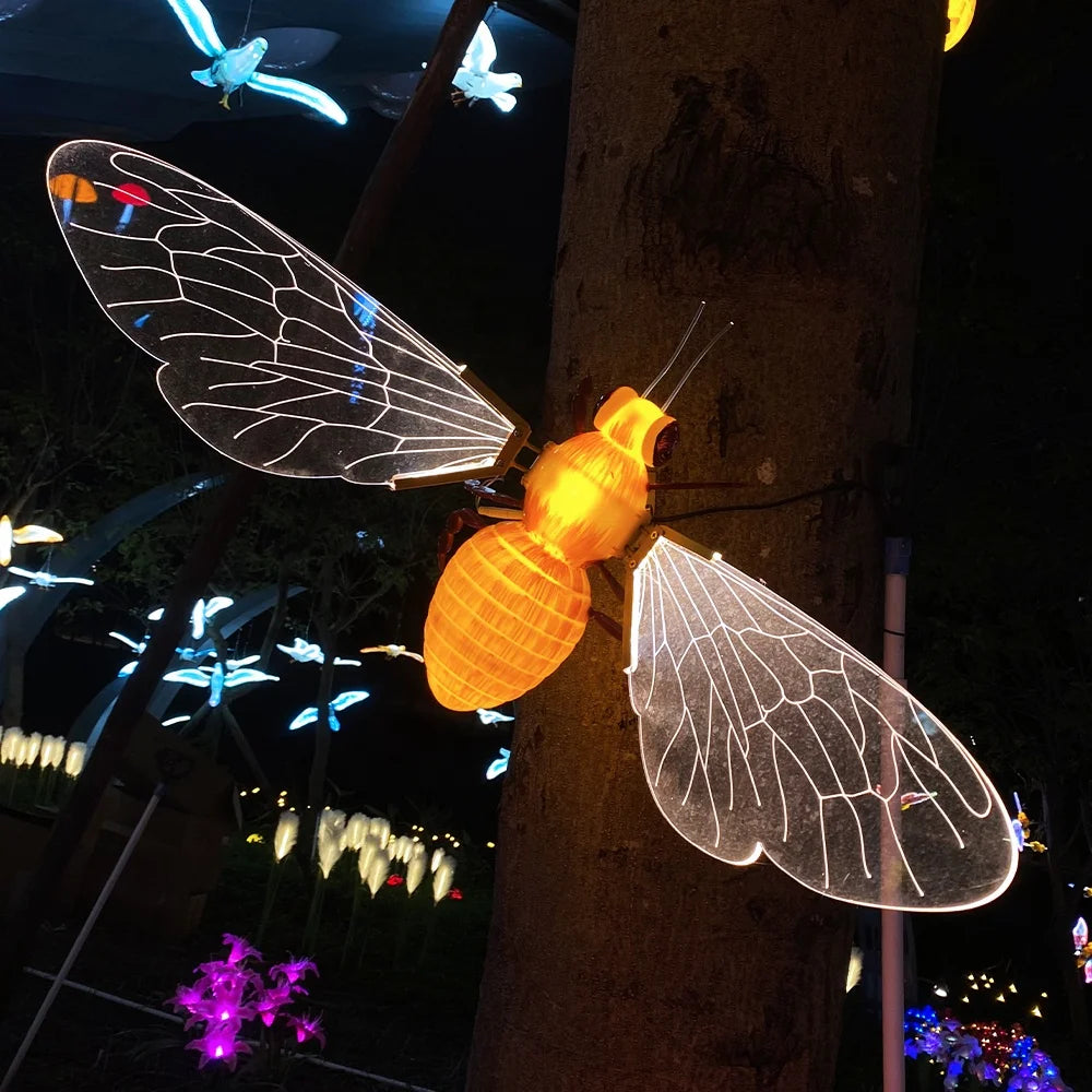 CE ROHS Thanksgiving Day Theme Lighting DC12V Outdoor Waterproof Led Moving Metal Worker Bee Decor