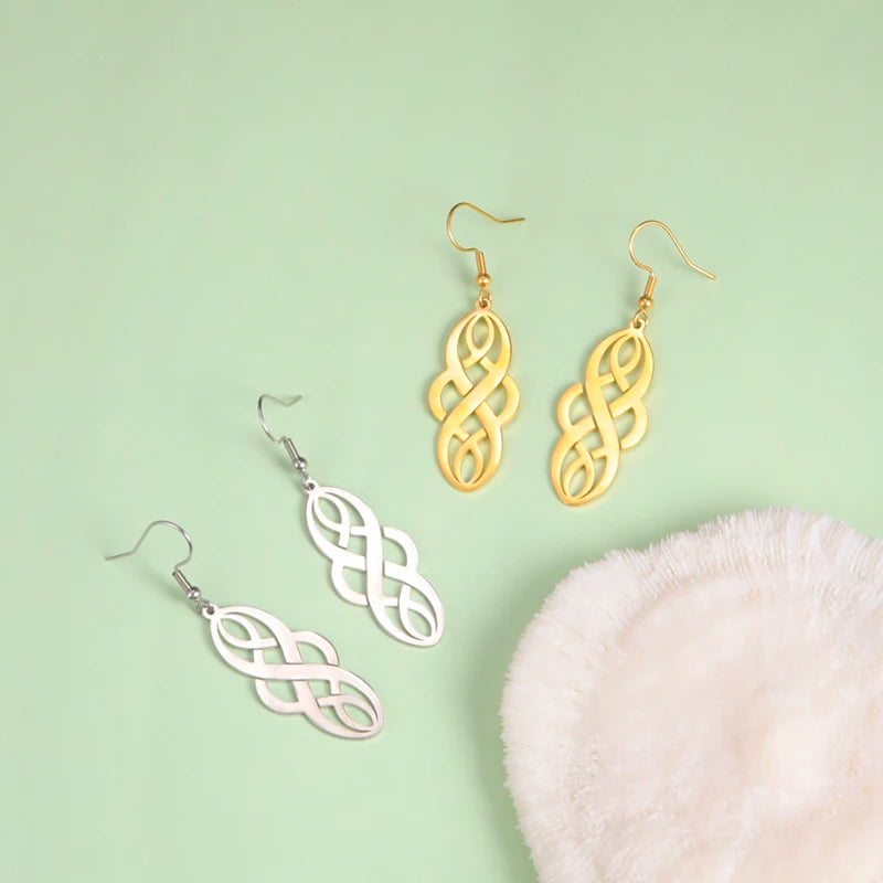 Stainless Steel Celtics Knot Drop Earrings for Women Good Luck Irish Vintage Earrings Love Knot Round Pendants Earrings