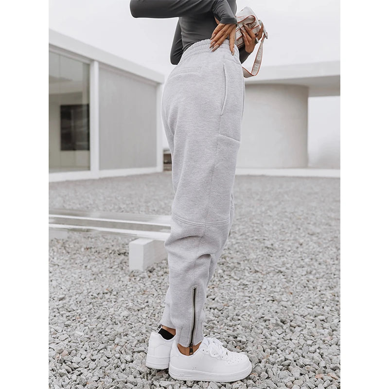 New Fashion Designer Casual Jogger Pants for Ladies Custom Outdoor Sweatpants Custom logo Women Sweat Pants with Zipper