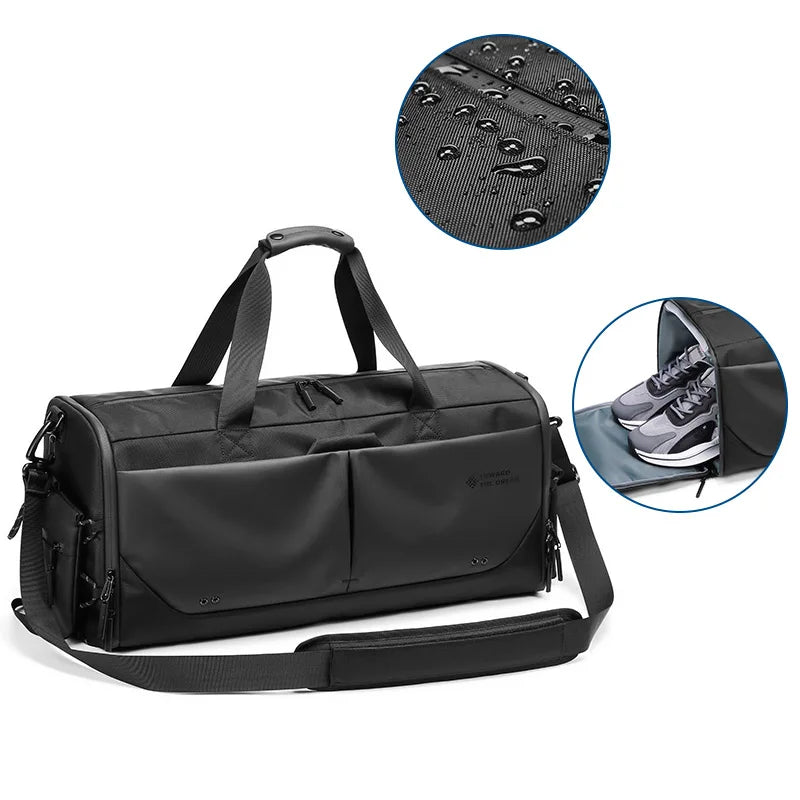 Large Storage Waterproof Polyester Outdoor Sports Luggage Tote Duffle Travel Gym Bags with Shoes Compartment