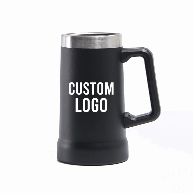 Black Double Wall Stainless Steel Beer Mug Vacuum Insulated Metal Beer Steins