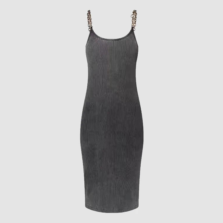 New Fashion Sexy Sleeveless Dress Ladies Chain Strap Party Evening Women Clothing Dress