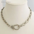 NM33907 Dainty Brass Jewelry Lobster Clasp Chain Necklace Silver Plated Minimal Minimalist Brass Necklace