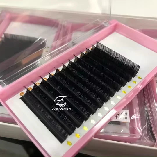 Custom Wholesale Lash Trays C D Fluffy Matte Black Cashmere Hand Made Eyelash Extensions Matte Black Soft