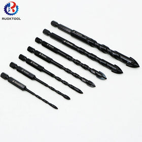 3/4/5/6/8/10/12mm Cross Hex Tile Drill Bits Set Glass Ceramic Concrete Hole Opener Hard Alloy Triangle Drill Bit for Wall Tiles