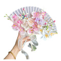 Chinese Style Bridal Bouquet Folding Handheld Fan Portable Bamboo with Carved Love Design