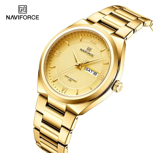 NAVIFORCE 8030 GG Business Golden Male Wrist Watches Casual Waterproof Quartz Watch for Men Watch