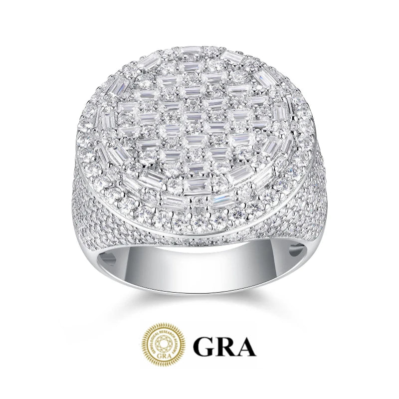 Luxury Moissanite Iced Out Ring Gra Certified Moissanite S925 Sterling Silver Gold Plated Hiphop Moissanite Ring Men