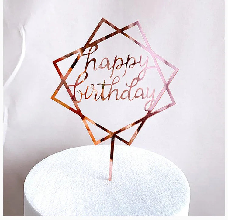 Rose Gold Acrylic Cake Topper China Factory Supplier Happy Wedding Cake Decoration