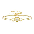 RINNTIN SB135 14K Gold Plated 925 Sterling Silver Brazalete Pulsera Cubic Zircon CZ Diamond Heart Bracelet for Women Gift