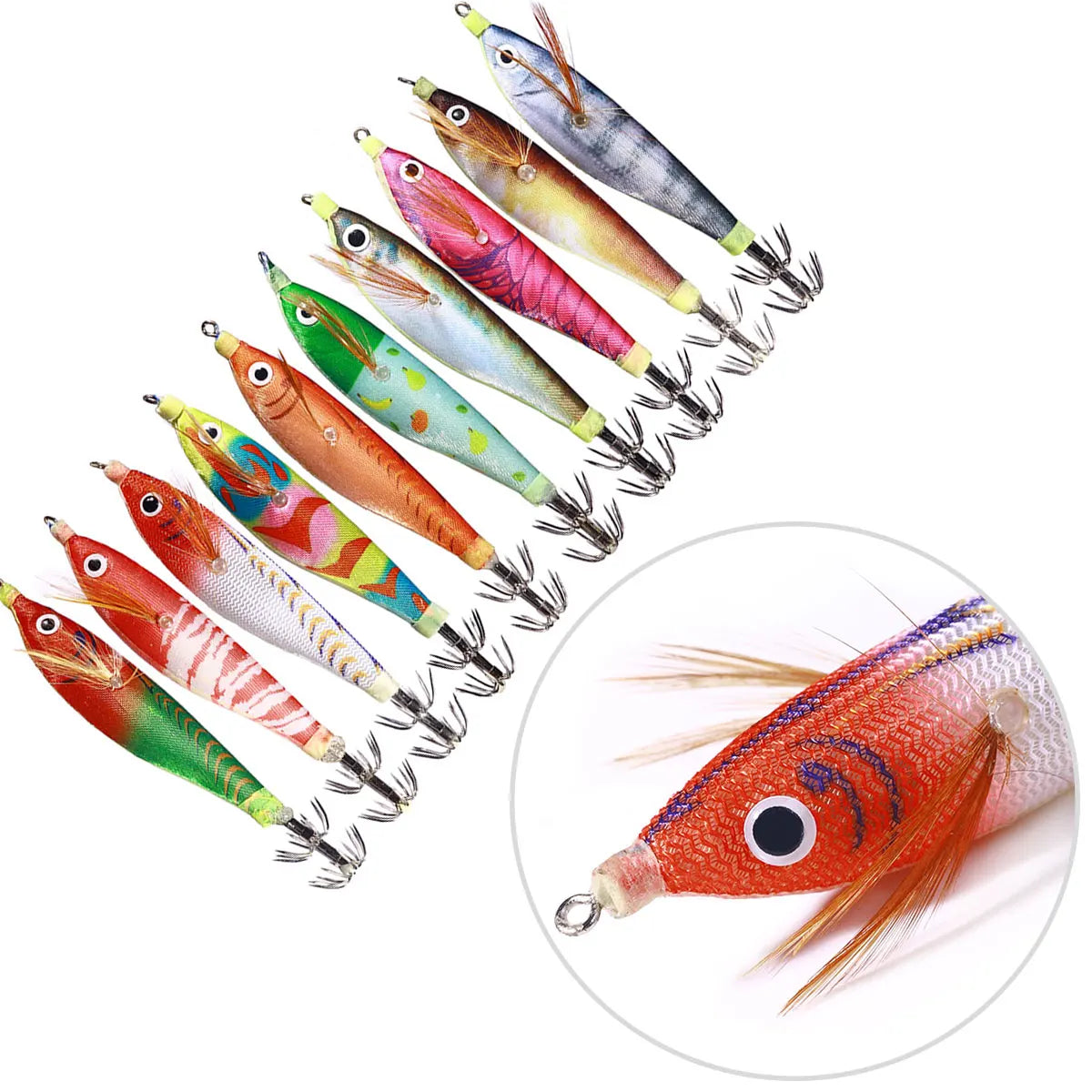 HENGJIA Factory Wholesale 10cm 9.6g Octopus Squid Luminous Jig Lure Squid Jig Hook