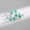 925 Sterling Silver Platinum Plated Charm Ear Studs for Women Fine Jewelry Round Exquisite Turquoise 4 5 6 MM Stud Earrings