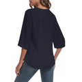 Wholesale Women Summer Chiffon Blouses Casual Solid Color Flared 3/4 Sleeve V Neck Shirts Loose Work Pullover Tops
