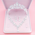 BY4334 Wholesale Bridal Rhinestones Crown Necklace Earrings Set Wedding Crown Jewelry Set