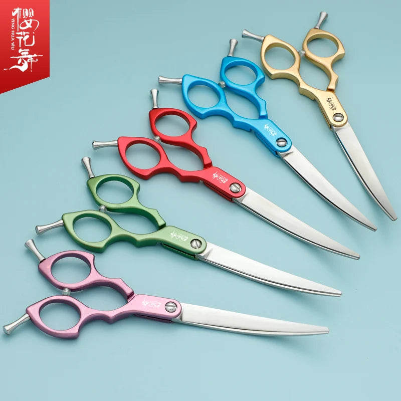 Blue 60MDW Titanium JP440C Steel Shears 6 Inch Pet Grooming Curved Scissors for Dog 2020
