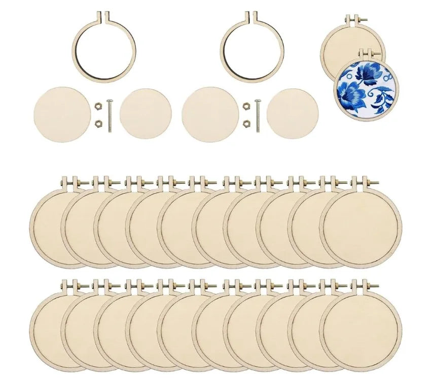 Tailai Mini Embroidery Hoop Wooden Round Crossing Display Frame Easy Install for DIY Crafts Art Deco Style for Anniversary