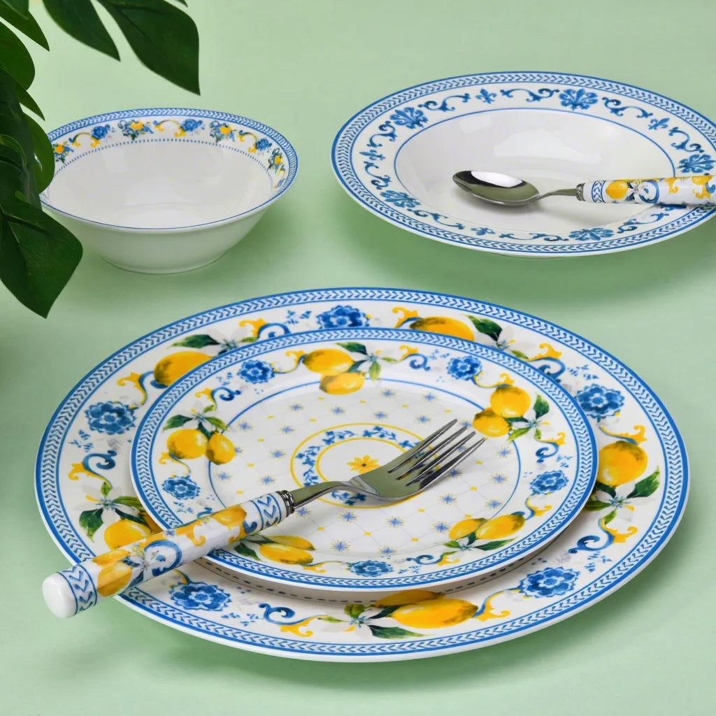UV Resistant Ceramic Dinnerware Set Fade-Proof Vibrant Colors Porcelain Plates for Outdoor Entertaining