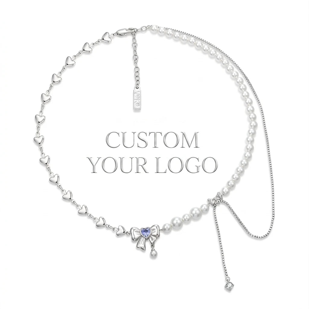 QX Fine Jewelry Custom OEM Women Elegant 925 Sterling SilverZircon Pearl Necklace Classic Freshwater Pearl Chains Necklace