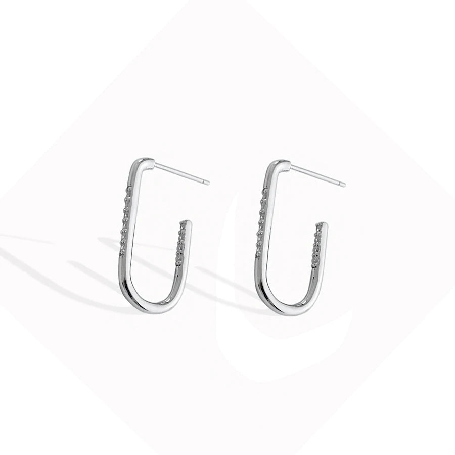 Hoop Earrings for Women 925 Sterling Silver CZ Gold Platinum Color Geometric Rectangle Earring