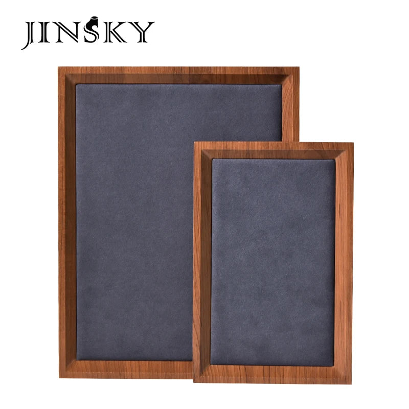 JINSKY Wood Jewelry Tray Jewellery Presentation Trays Empty Tray for Jewelry Store