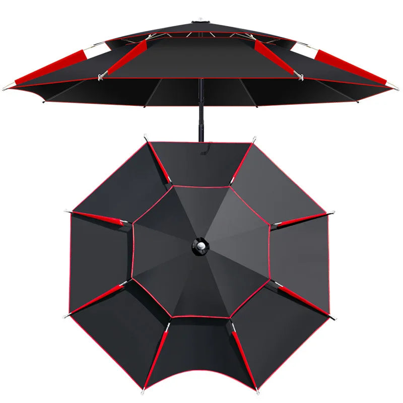 Outdoor Pop-Up Fishing Umbrella Double Layer Waterproof Prevent Outside Line Adjustable Pop-Up Fishing Umbrella Frame