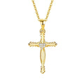 Wholesale Jewellery Rhodium Plated 925 Sterling Silver Cubic Zirconia Christian Jesus Link Chain Cross Pendant Necklace Women