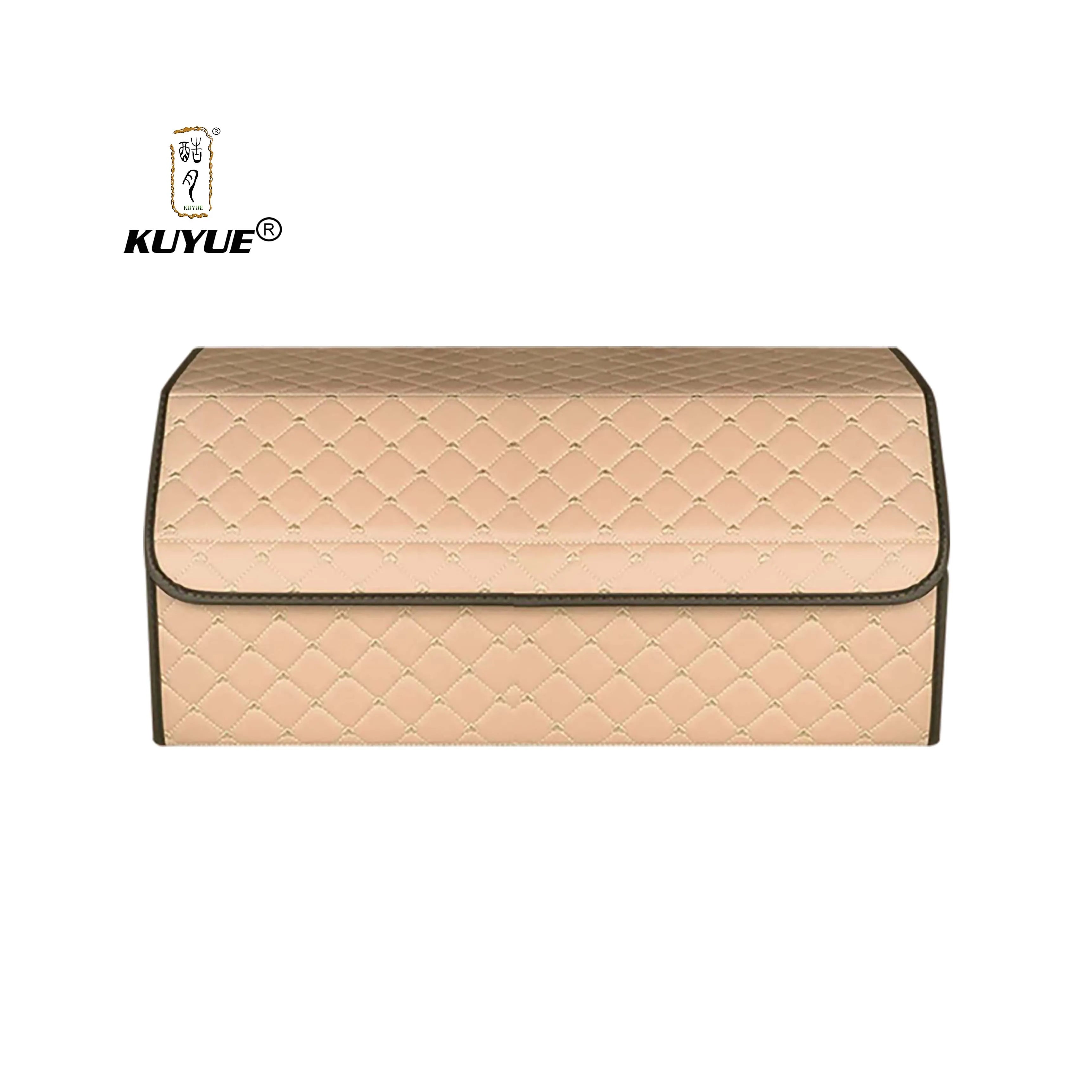 KUYUE Multifunction PU Leather Car Trunk Storage Box Folding Organizer Vehicle Accessories Stowing Tidying Garage Shelf