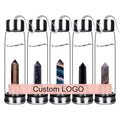 Natural Custom Columnar/pellet Tea Gemstone Borosilicate Glass Quartz Infused Crystal Water Bottle