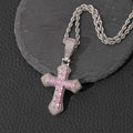 Retro Style Gold Plated Cross Necklace with Multicolor Pendant Women's Big Size Iced Out Jewelry MegaBDM