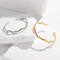 Simple Wave Shaped Bangle Bracelet Gold Bold Irregular Waterproof Stainless Steel Cuff Bracelet Minimalist Jewelry