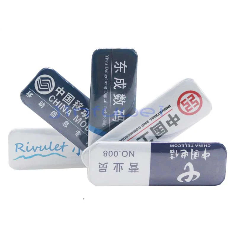 68*24mm Rectangle Shape Blank Plastic Name Badges Custom Pin Tin Badge Buttons