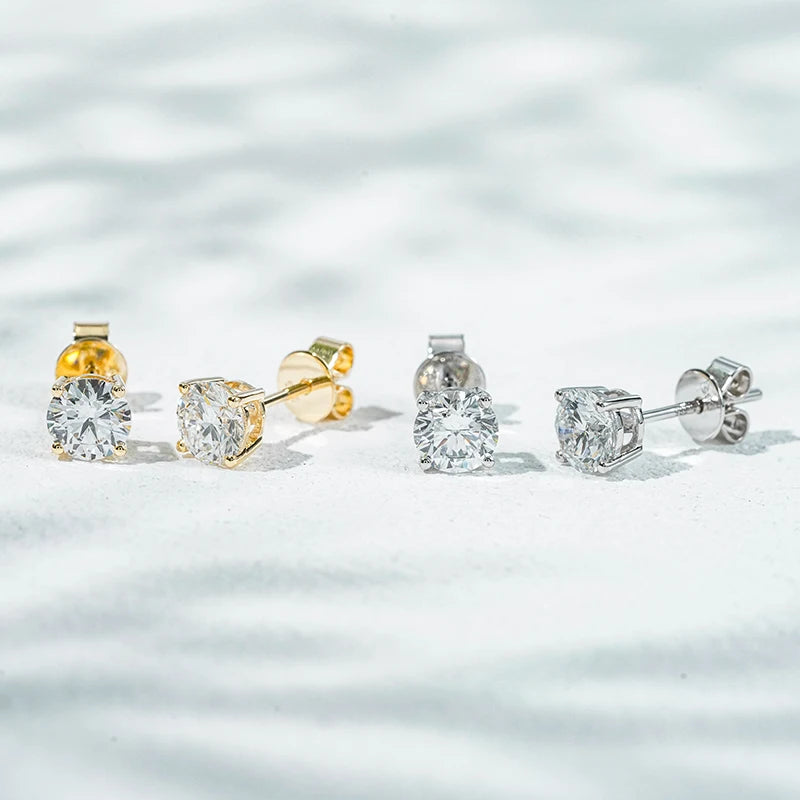 Moissanite 1 Carat 0.5ct Round Brilliant Cut  Loose Gemstones Starsgem Hot Sale Earrings 14k Gold D VVS1 Moissanite Earrings