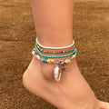 Bohemian Ankle Chain Colored Rice Beads Shell Starfish Pendant Anklet Bracelet for Women Beach