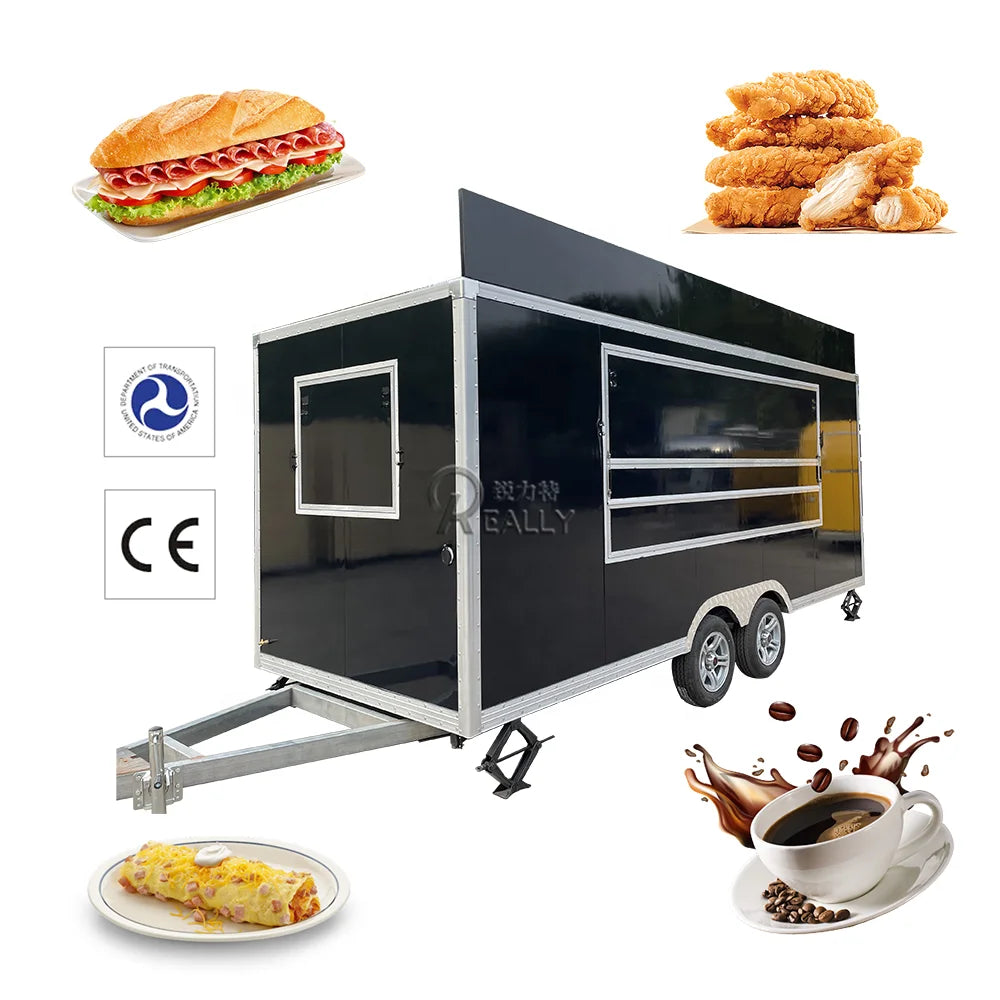 Customeized Four Wheels Fast Food Truck With Kitchen CE Approved Mobile Fast Food Trailer Outdoor Restaurant Equipment
